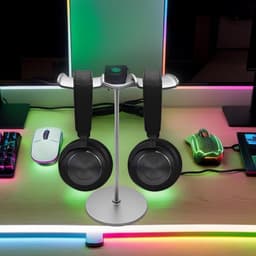 Hoofdtelefoonhouder Bureau - Headset Stand - Bureau Organisatie - Dubbele Haak - 12x17.5x26cm - Niet gespecificeerd — thumbnail 4