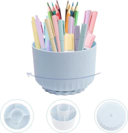 360° draaibare pennenhouder met 5 compartimenten voor organisatie, opslag en classificatie van pennen, potloden en kwasten, ideaal voor kantoor en studie — thumbnail 1