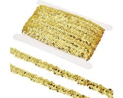 10 Yards Gouden Rekbare Sequins Trim 0.75 inch Elastische Sequins Lint voor Creatief Knutselen, Bruiloft Kostuum en Hoofdband Versiering