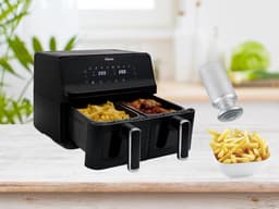 Digitale Heteluchtfriteuse - Dubbele Mand Airfryer - Gezond Koken - Dubbele Manden - 8 Liter - Zwart — thumbnail 2