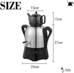 Elektrische Turkse Theemaker, 3L Roestvrijstalen Theepot & 1L Keramische Theepot, Waterkoker Met Twee Lagen En Warmhoudfunctie Voor Turkse Thee, Koffie En Gearomatiseerde Thee. — thumbnail 3