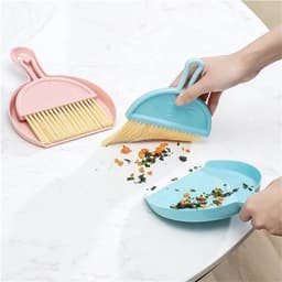 Mini Stoffer Blik - Kleine Bezemset - Tafel Schoonmaken - Zachte Borstelharen - 2 Delig - Grijs — thumbnail 4