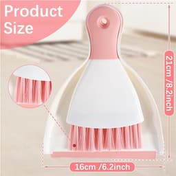 Mini stoffer blik - Kleine bezem - Bureau schoonmaken - Zachte borstelharen - 21 cm - Grijs — thumbnail 2