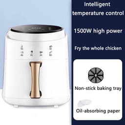 Small Airfryer Compact Airfryer Oven 30 minutes timer and adjustable temperature control for healthy oil-free cooking 1500W White Black.(Black) (Black 8L) Stabilize — thumbnail 3