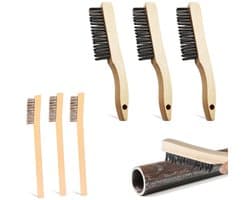 Set van 6 draadborstels, inclusief kleine en grote borstels voor het reinigen van metaal, grill, lassen en roestverwijdering