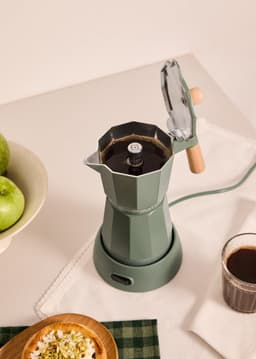 Elektrisch Koffiezetapparaat - Percolator Moka - Verse Koffie Maken - Warmteopslag Aluminium - 300 ml 6 Kopjes - Saliegroen — thumbnail 5