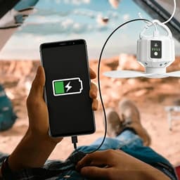 5200mah Tentplafondventilatoren - Draagbare Tentventilator Met Verlichting - Campingventilator Met Ophanghaak - 3 Windsnelheidsniveaus — thumbnail 5