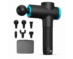 Gloovon® Massage Gun & Massagepistool - Krachtige 12kg Stall Force met AI Smart-Hit - 6 Opzetstukken & LCD Scherm - Draadloos - Zwart