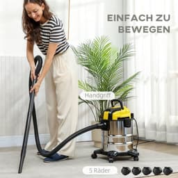 Nat- en Droogzuiger – Rolbaar, 3-Filtersysteem, 20 L Opvangbak – 48 x 48 x 48,5 cm / 18,9 x 18,9 x 19,1 inch – Meerkleurig — thumbnail 3