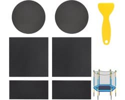 Trampoline Plakset voor het Repareren van Scheuren en Gaten in Matten, Inclusief 6 Stuks Rubber Zelfklevende Plak en 1 Schraper voor Eenvoudige Toepassing