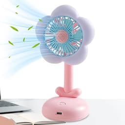 Nachtkamer Ventilator - Bureauventilator Oplaadbaar - Persoonlijke Verkoeling - Met Nachtlampje - 96 x 97 x 96 cm - Roze — thumbnail 2