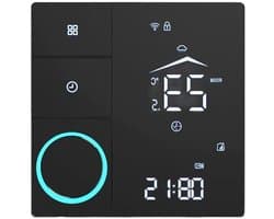 Slimme thermostaat - Temperatuurregelaar - Energie besparen - Spraakbesturing compatibel - 8x8x4 cm - Zwart