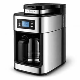 Koffiemachine met Bonenmaler – Volautomatisch Koffiezetapparaat 1L – LCD Display & Timerfunctie – Voor Verse Koffiebonen en Gemalen Koffie – RVS — thumbnail 1