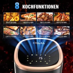 Heteluchtfriteuse - Airfryer - Gezond Frituren - 8 Programma's Touchscreen - 6 Liter - Wit — thumbnail 2