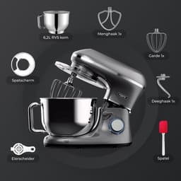 Keukenmachine - Mixer Robot - Bakken en Koken - Krachtige 2000W Motor - 6.2 Liter Kom - Antraciet — thumbnail 3