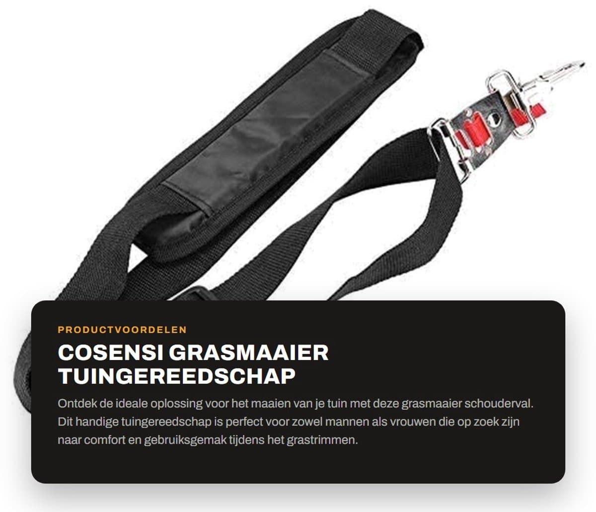 Dailygoods - Grasmaaier - Tuingereedschap - Schouderval voor comfort - Nylon - Verstelbaar - Geschikt voor mannen en vrouwen - 1 stuk — afbeelding 1
