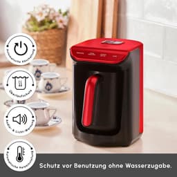 Koffiezetapparaat - Turkse Koffie - Authentiek Koffie - Automatische Temperatuur - 5 Koppen - Rood — thumbnail 2
