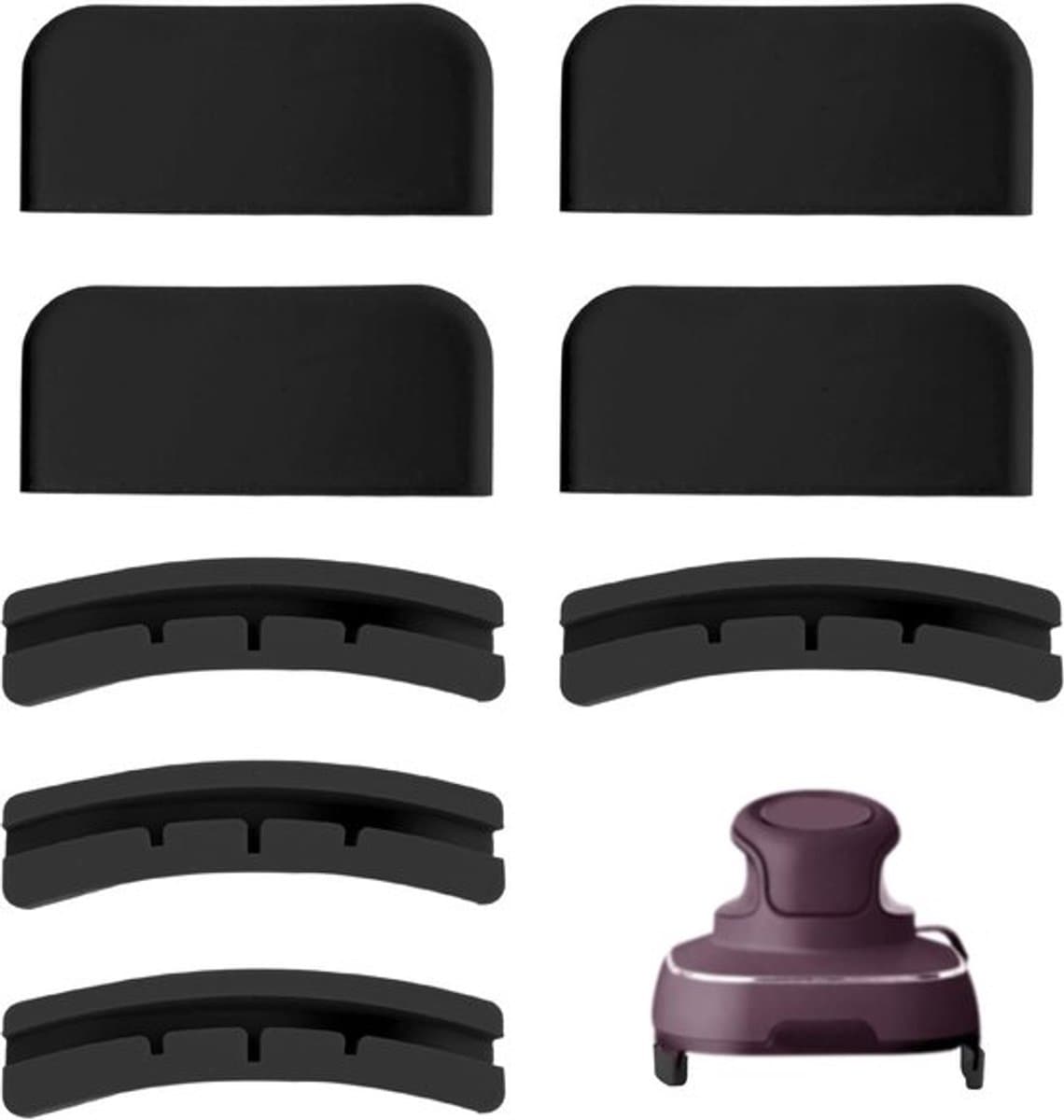 8 stuks Airfryermatten voor Ninja Crispi, draagbare vierpotige siliconen hittebestendige onderzetters Airfryermat voor kooksysteemhouder Kitchen Aid-accessoires (zwart) — afbeelding 1