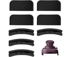 8 stuks Airfryermatten voor Ninja Crispi, draagbare vierpotige siliconen hittebestendige onderzetters Airfryermat voor kooksysteemhouder Kitchen Aid-accessoires (zwart)
