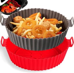 Airfryer Siliconen Voeringen - Airfryer Mandjes - Bakken en Frituren - Herbruikbaar en Hittebestendig - 165 cm Rond - Zwart — thumbnail 1