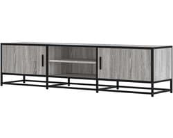Tv-meubel - Tv kast dressoir - Tv apparatuur opbergen - Stabiel metalen frame - 160x35x41 cm - Grijs eiken