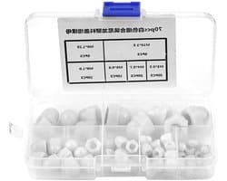 Assortiment van 70 stuks acorn moeren, nylon kappen en zeskantmoeren voor M3/M4/M5/M6/M8/M10 in zwart en wit