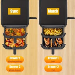 Heteluchtfriteuse – Airfryer – Friteuse – Luchtfriteuse – Digitale Oven – 11 Liter Capaciteit – Dubbele Mand met Cook & Sync Systeem — thumbnail 7