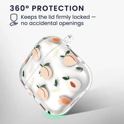 kwmobile Hoes compatibel met Apple Airpods 4 Case - Zachte TPU beschermhoes - Cover in oudroze / transparant perziken design — thumbnail 3