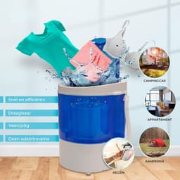 Florixa® Camping Wasmachine - Mini Wasmachine - Wasmachines - Capaciteit van Kleding 3 kg - Laag Water- en Energieverbruik - Wit/Blauw - 36cm x 37cm x 53cm — thumbnail 13