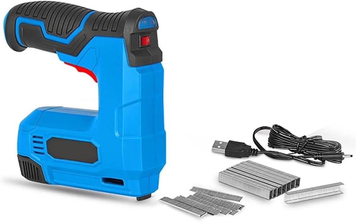 Stapler, Electric Shooting Hammer Cordless Stapler with 1500mAh Lithium Battery USB Rechargeable Staple Gun Furniture Wooden Frame DIY Tool for Woodworking, Professional and DIY — afbeelding 1