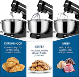Keukenmixer - Deegmixer Cake mixer - Bakken en mengen - Kantelkop ontwerp - 4 liter kom - Zwart — thumbnail 5