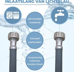 Waterslang Wasmachine - Toevoerslang Vaatwasser - Apparaat Aansluiten - Universeel Bruikbaar - 1.5 Meter - Grijs — thumbnail 3