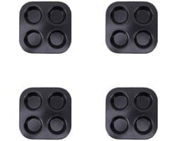 Cupcakevorm voor 4 cupjes, antiaanbaklaag en gemakkelijk schoon te maken, geschikt voor airfryers, kleine ovens, ronde bakvormen, cakevormen, bakplaten, 4-delige bakset voor thuisgebruik - zwart