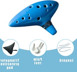 Allecto Plus - Ceramic Ocarina | Zelda Ocarina 12-Hole Alto C | Voor Musical Instruments - Ocarina of Time + Hand Rest - Fabric Cover + Rope | Liefhebbers van Muziekinstrumenten — thumbnail 3