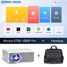 Alincoo - E700 - Beamer - Projector Beamer - Mini Meamer - 4k - Full HD 1080P - 1920x1080dpi - Automatische focus - 5G - met WiFi - 28000 Lumens - Wit — thumbnail 4