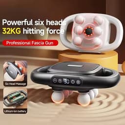 Massage Gun Set - Spierherstel Apparaat - Spierontspanning - 16 Intensiteitsniveaus - 8 Opzetstukken - Grijs — thumbnail 5