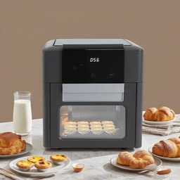 Elektrische heteluchtoven - Mini oven - Gezond koken - Intelligent led-touchscreen - 12 liter capaciteit - Grijs — thumbnail 4
