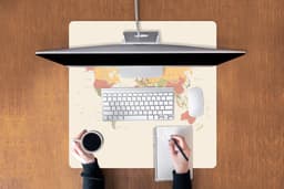 Muismat XXL 80x80 cm - Bureau onderlegger - Bureau mat Wereldkaart - Realistisch - Beige - Bureaumat - Gaming mousepad xl - Bureaulegger groot - Computer deskmat — thumbnail 3