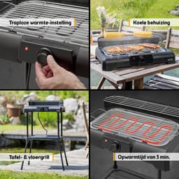 TZS First Austria Elektrische BBQ - met Grillplaat - 2200 W - Grilloppervlak 39.5 x 24cm - Zwart — thumbnail 3