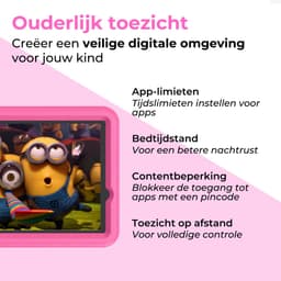 Naevy Kindertablet 8 inch - Vanaf 3 Jaar - 4+4GB RAM - 64GB Geheugen - 5000mAh Batterij - Ouderlijk Toezicht - Incl. Roze Beschermhoes — thumbnail 3
