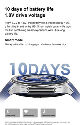 Knobbout 1.43 inch AMOLED-scherm met 3D-ontwerp Smartwatch - Slimme opnamefunctie- 4 GB interne opslag - MP4-video-ondersteuning - Nieuwste ATS3085S Gen 2-chipset - Ingebouwde kompasfunctie - Bruine lederen + blauwe siliconen horlogeban — thumbnail 2