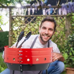 houtskoolbarbecue driepoot - Ø 30 cm - verstelbaar rooster - windvanger — thumbnail 4