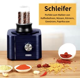 Keukenmachine - Alles in 1 keukenmachine - Multifunctionele keukenmachine - Vleesmolen - Garde - Kneder - Shredder - Sinaasappelpers - Hakselaar - Blender - 1100W - Blauw — thumbnail 4