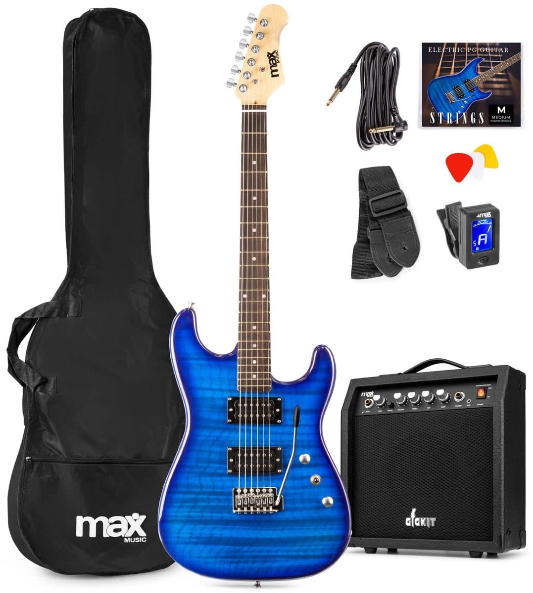 Max GigKit Elektrische gitaar 4/4 - Met 40 Watt versterker en accessoires - Donker blauw — afbeelding 1