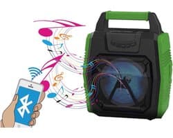 Benson Bluetooth speaker - zwart/groen - radio - LED verlichting - 25.9 x 15.1 x 34.1 cm