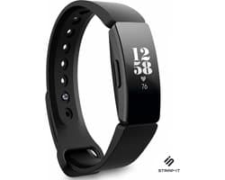 Siliconen Smartwatch bandje - Geschikt voor Fitbit Inspire / Inpsire HR / Inspire 2 siliconen bandje - zwart - Strap-it Horlogeband / Polsband / Armband - Maat: Maat L