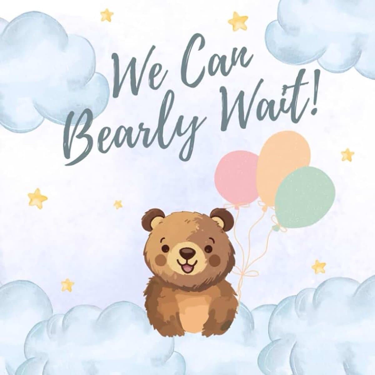 Bearly Wait: Gender Neutral Baby Shower Guest Book: Baby Shower Guest Book: Bear Gender Neutral Guestbook for Newborns with Birth Predictions, ... Gift Tracker Log | Bear & Clouds Cover Des — afbeelding 1