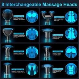 Massagepistool - Spiermassager - Spierherstel - 8 massagekoppen 99 snelheden - 13mm diepte - Grijs — thumbnail 3