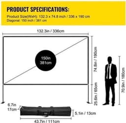 Beamer Scherm - Projector Screen - Projector Scherm - Projector Doek - Projector Scherm voor Beamer - Home Cinema Thuisbioscoop - Draagbare Beamer - Tripods — thumbnail 3