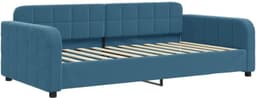Bedframe, familiebed, tweepersoonsbed, slaapkamermeubel, dagbed, uittrekbaar, blauw, 90x200 cm, fluweel — thumbnail 4